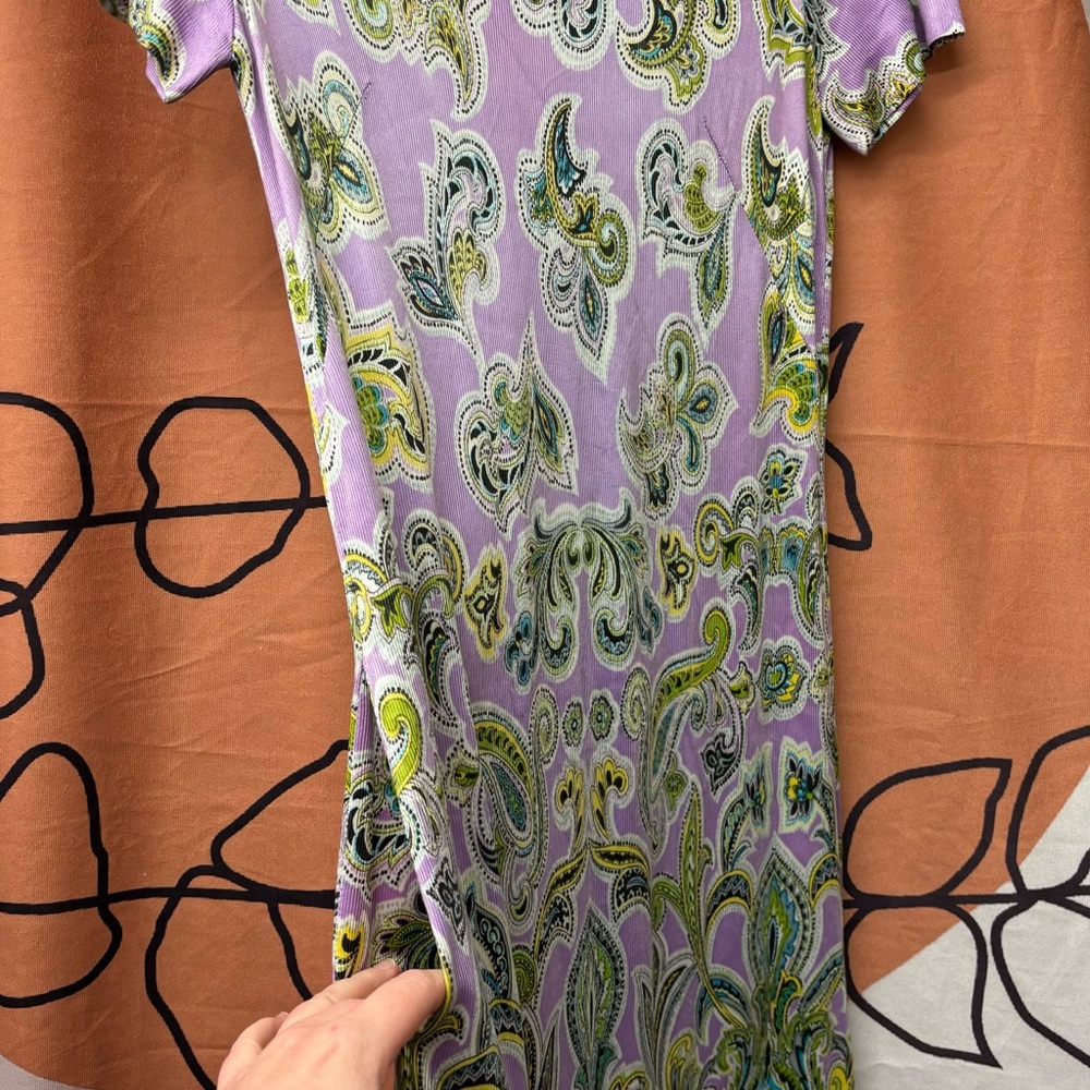 Vintage silky lavender, paisley dress - Picture 5 of 13